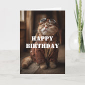 Birthday Cat Pilot Aviator Cool Funny Aviation Kaart (Voorkant)