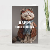 Birthday Cat Pilot Aviator Cool Funny Aviation Kaart (Voorkant)