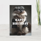 Birthday Cat Pilot Aviator Cool Funny Aviation Kaart (Voorkant)