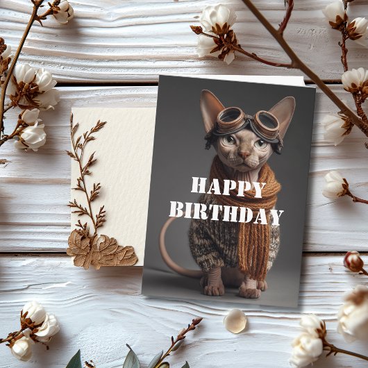 Birthday Cat Pilot Aviator Cool Funny Aviation Kaart