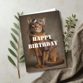 Birthday Cat Pilot Aviator Cool Funny Aviation Kaart