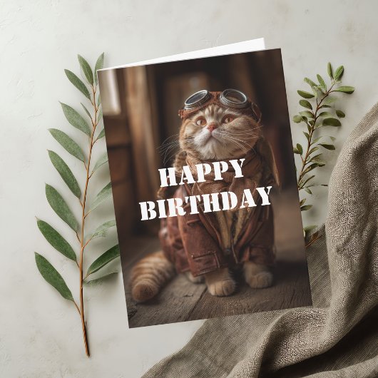 Birthday Cat Pilot Aviator Cool Funny Aviation Kaart