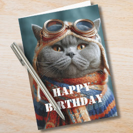 Birthday Cat Pilot Aviator Cool Funny Aviation Kaart
