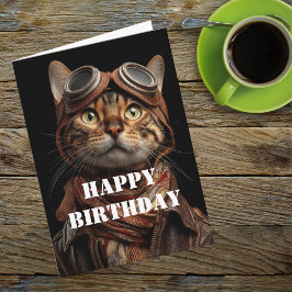 Birthday Cat Pilot Aviator Cool Funny Aviation Kaart