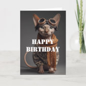 Birthday Cat Pilot Aviator Cool Funny Aviation Kaart (Voorkant)