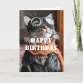 Birthday Cat Pilot Aviator Cool Funny Aviation Kaart (Voorkant)