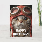 Birthday Cat Pilot  Funny Aviator Cool Aviation Kaart (Voorkant)