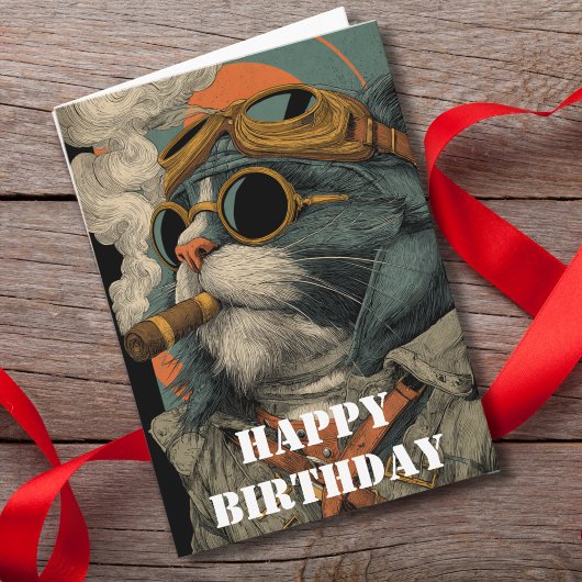 Birthday Cat Pilot  Funny Aviator Cool Aviation Kaart