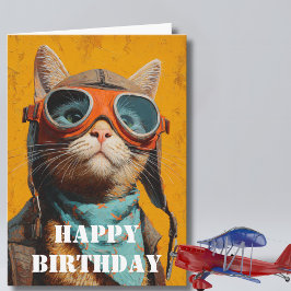 Birthday Cat Pilot  Funny Aviator Cool Aviation Kaart