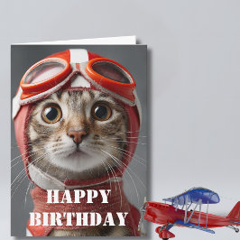Birthday Cat Pilot  Funny Aviator Cool Aviation Kaart