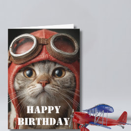 Birthday Cat Pilot  Funny Aviator Cool Aviation Kaart