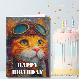 Birthday Cat Pilot  Funny Aviator Cool Aviation Kaart