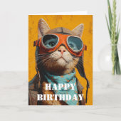 Birthday Cat Pilot  Funny Aviator Cool Aviation Kaart (Voorkant)
