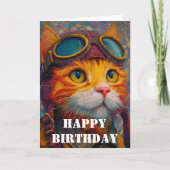 Birthday Cat Pilot  Funny Aviator Cool Aviation Kaart (Voorkant)