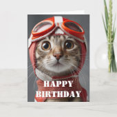 Birthday Cat Pilot  Funny Aviator Cool Aviation Kaart (Voorkant)