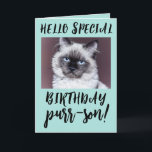 BIRTHDAY CAT SIAMESE PERSIAN WENSKAART KAART<br><div class="desc">CUTE CAT PEDIGREE KAT BIRTHDAY KAART</div>