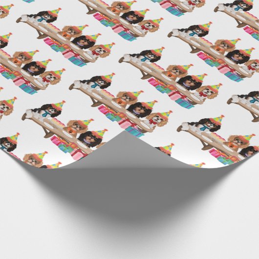 Birthday Cavalier King Charles Spaniel Cadeaupapier (Hoek)