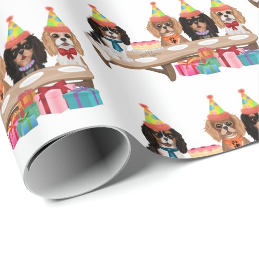Birthday Cavalier King Charles Spaniel Cadeaupapier (Rol Hoek)