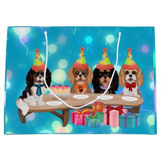 Birthday Cavalier King Charles Spaniel Groot Cadeauzakje (Voorkant)