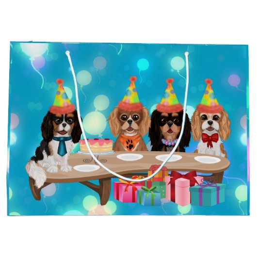 Birthday Cavalier King Charles Spaniel Groot Cadeauzakje (Achterkant)