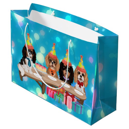 Birthday Cavalier King Charles Spaniel Groot Cadeauzakje (Achterkant Gekanteld)