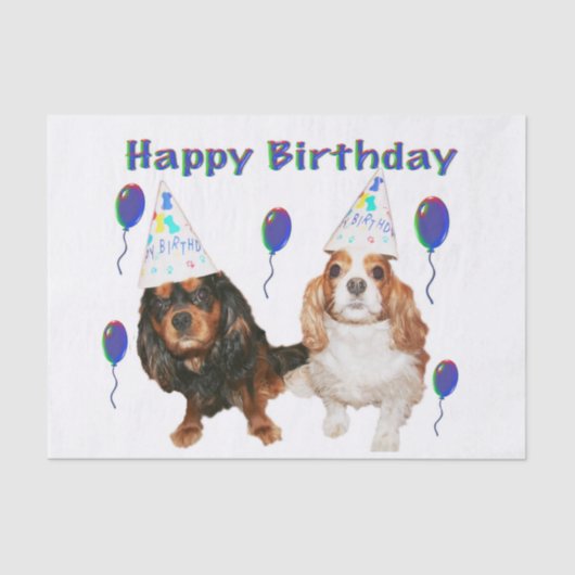 Birthday Cavalier King Charles Spaniels Tissuepapier (Voorkant)