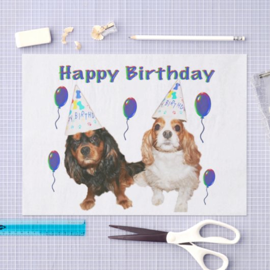 Birthday Cavalier King Charles Spaniels Tissuepapier (Craft)