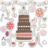 Birthday Celebration and Cake Party Sticker (Voorkant)