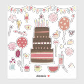 Birthday Celebration and Cake Party Sticker (Vel)