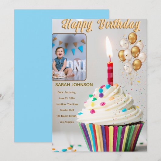 Birthday Celebration Cushion Kaart (Voorkant / Achterkant)