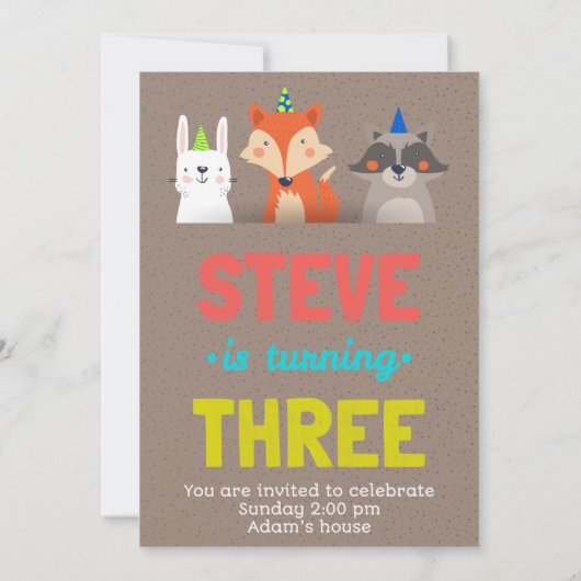 Birthday Celebration Cute Animals Card Art Kaart (Achterkant)