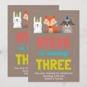 Birthday Celebration Cute Animals Card Art Kaart (Voorkant / Achterkant)