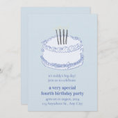 Birthday Celebration – Editable Party Invitation T Kaart (Voorkant / Achterkant)