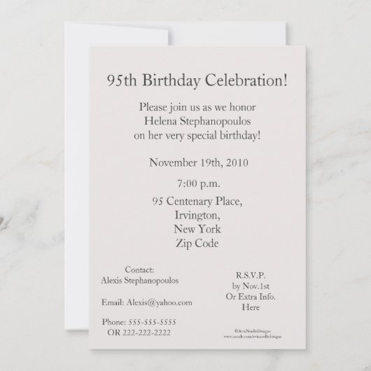 Birthday Celebration/Elegant White Floral Kaart (Achterkant)