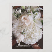 Birthday Celebration/Elegant White Floral Kaart (Voorkant / Achterkant)