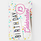 Birthday Celebration Fun Confetti Pink Text Spandoek (Verticaal)