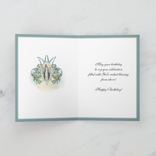 Birthday Celebration Maagd Mary Elegant Religieuze Kaart (Binnen)