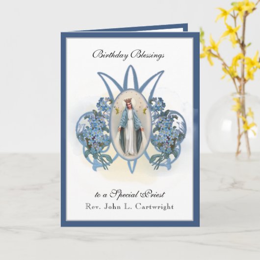 Birthday Celebration Maagd Mary Elegant Religieuze Kaart (Gele Bloem)