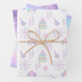 Birthday Celebration Pattern Rainbow ID722 Inpakpapier Vel (In situ)