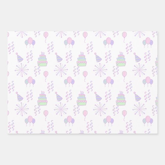 Birthday Celebration Pattern Rainbow ID722 Inpakpapier Vel (Voorkant)