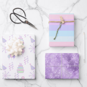 Birthday Celebration Pattern Rainbow ID722 Inpakpapier Vel