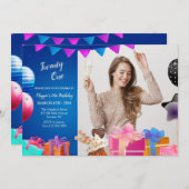 Birthday Celebration Photo Invitation Kaart (Voorkant / Achterkant)