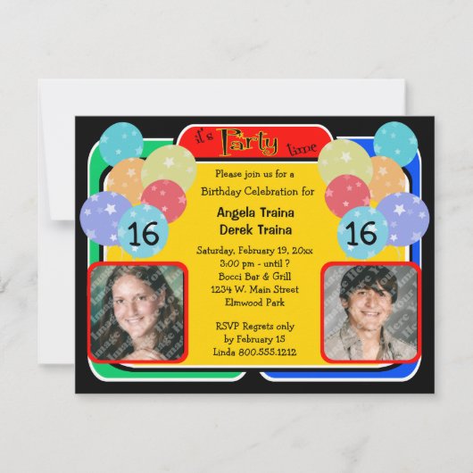 Birthday Celebration Photo Invitation Kaart (Voorkant)