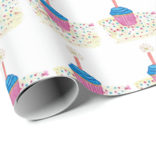 Birthday Celebration Star Candle Cupcakes Cadeaupapier