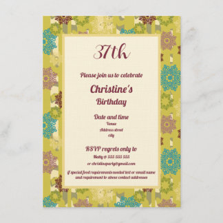 Birthday Celebration Urban Floral Pattern Kaart