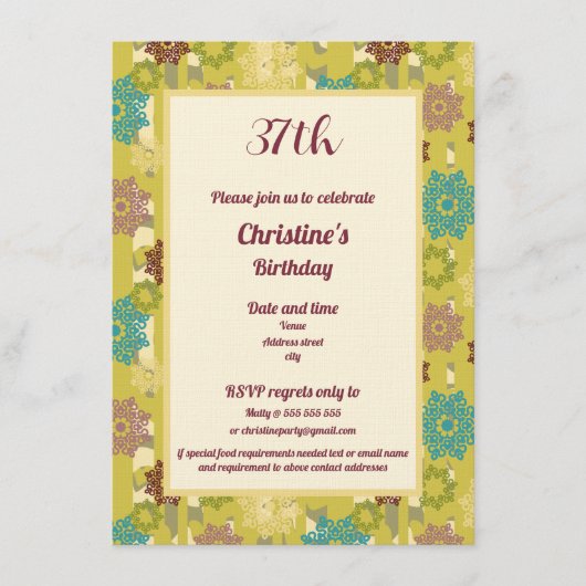 Birthday Celebration Urban Floral Pattern Kaart (Voorkant)