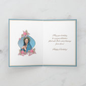 Birthday Celebration Virgin Mary Jesus roze rozen Kaart (Binnen)