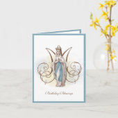 Birthday Celebration Virgin Mary Lourdes Kaart (Gele Bloem)