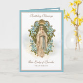 Birthday Celebration Virgin Mary Lourdes Kaart (Gele Bloem)