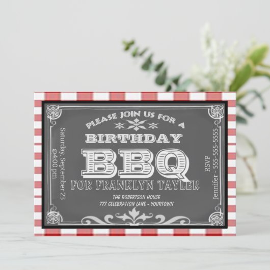 Birthday Chalkboard BBQ Kaart (Staand voorkant)